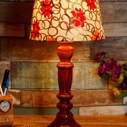 Foziq Brown Wood Printed Table Lamp-picture-40