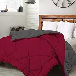 RF RELAXFEEL Maroon & Grey Checked Heavy Winter 233 GSM Double Bed Comforter-image-83