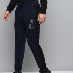 Alcis Men Navy Blue Solid Slim Fit Joggers with Printed Detail-picture-18