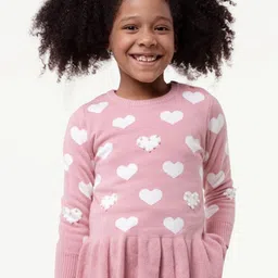 One Friday Girls Self Design Pure Cotton Pullover With Embellished Detail-image-85