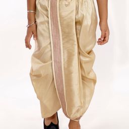 VASTRAMAY Boys Golden Embroidered Dhotis-28