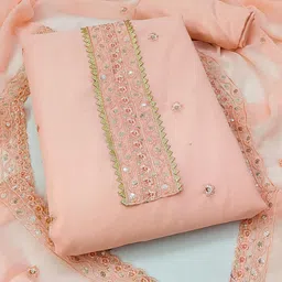 KALINI Ethnic Motifs Embroidered Silk Georgette Unstitched Dress Material-image-65