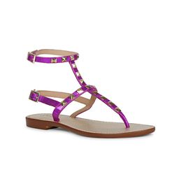 Saint G Women Mid Top Embellished Leather T-Strap Flats With Buckles-picture-10