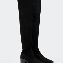 MANGO Women Black Solid High-Top Heeled Boots-image-72