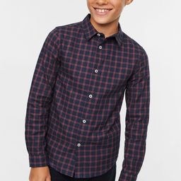 Mango Kids Boys Navy Blue & Red Grid Tattersall Checked Casual Sustainable Cotton Shirt-image-87