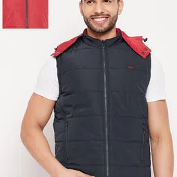 Adobe Men Navy Blue Red Reversible Padded Jacket-34