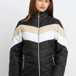 Status Quo Women Black Colourblocked Padded Jacket-image-41