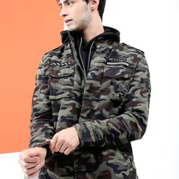 LOCOMOTIVE Men Olive Green Printed Tailored Jacket-27