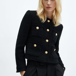 MANGO Pocket Detail Tweed Tailored Jacket-image-42
