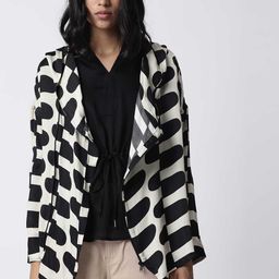 RAREISM Women Black Printed Hooded Tailored Jacket-picture-35