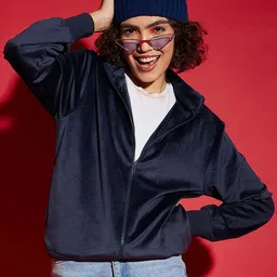 SASSAFRAS Navy Blue Hooded Tailored Jacket-image-16