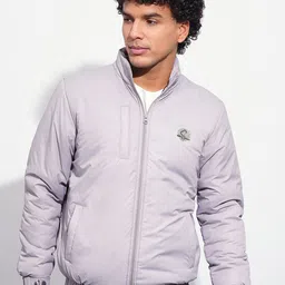 Being Human Men Mock Collar Solid Casual Bomber Jacket-image-8