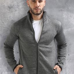 fanideaz Self Design Mock Collar Long Sleeves Open Front Jacket-1