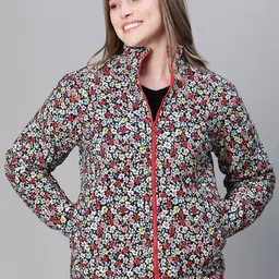 Oxolloxo Floral Printed Reversible Padded Jacket-image-92