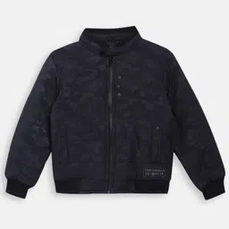 Blue Giraffe Boys Navy Blue Camouflage Padded Jacket-image-108
