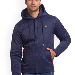 Being Human Men Blue Longline Padded Jacket-image-8