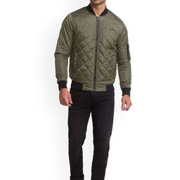 Being Human Men Olive Green Solid Quilted Jacket-picture-11