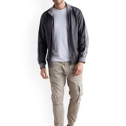 Celio Men Colourblocked Crop Bomber with Embroidered Jacket-image-2