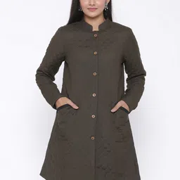 SUTI Women Green Longline Tailored Jacket-image-10