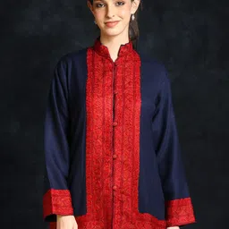Exotic India Women Woollen Longline Tailored Jacket-40