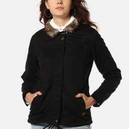 Campus Sutra Women Black Windcheater Tailored Jacket-image-81