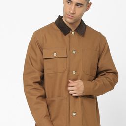 Celio Spread Collar Long Sleeves Flap Pocket Detail Cotton Tailored Jacket-image-2