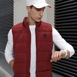 U.S. Polo Assn. Men Maroon Solid Padded Jacket-image-32