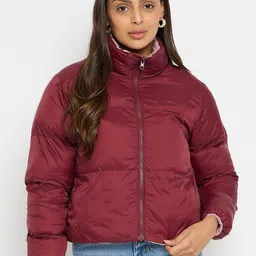 Duke Mock Collar Long Sleeves Reversible Puffer Jacket-14