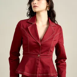Style Island Lapel Collar Long Sleeves Cotton Single-Breasted Blazer-picture-49