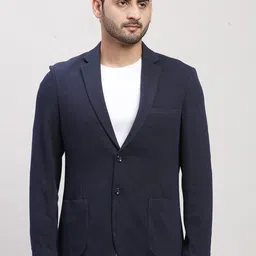ColorPlus Self Design Notched Lapel Single-Breasted Formal Blazer-image-70