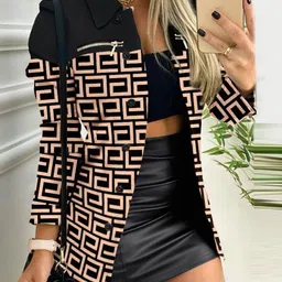 StyleCast Checked Open Front Jacket-6