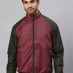 Dennis Lingo Men Maroon Black Colourblocked Sporty Jacket-image-15