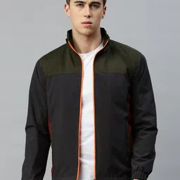 VOXATI Colourblocked Bomber Jacket With Detachable Hood-image-15