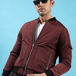 Campus Sutra Stand Collar Windcheater Bomber Jacket-42