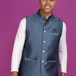 V-Mart Ethnic Motifs Printed Mandarin Collar Sleeveless Nehru Jacket-17