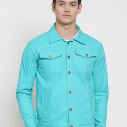 VOXATI Men Cotton Denim Jacket with Patchwork-4