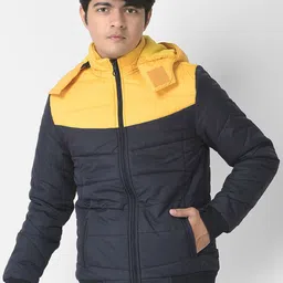 Crimsoune Club Boys Navy Blue Yellow Colourblocked Lightweight Padded Jacket-image-71