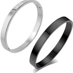 KARISHMA KREATIONS Unisex Set Of 2 Stainless Steel Silver-Plated Kada Bracelet-9