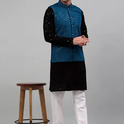 Jompers Sequinned Kurta with Churidar & Nehru Jacket-picture-38