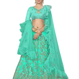 MANVAA Embroidered Thread Work Semi-Stitched Lehenga & Unstitched Blouse With Dupatta-picture-5
