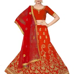 MANVAA Embroidered Zari Semi-Stitched Lehenga & Unstitched Blouse With Dupatta-image-85