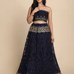 KALINI Embroidered Semi-Stitched Lehenga & Unstitched Blouse With Dupatta-image-19