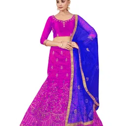 MANVAA Embroidered Beads and Stones Semi-Stitched Lehenga & Unstitched Blouse With Dupatta-image-67