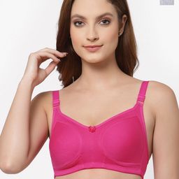 Floret Pack Of 2 Magenta & Grey Melange Solid Non-Wired Non Padded Minimizer Bra T3033-27