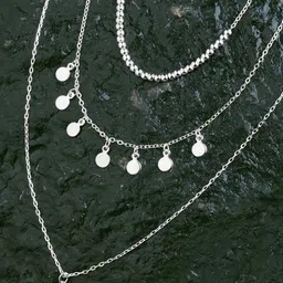 Accessorize Metal Stone Studded Filigree Drop Layered Minimal Chain-image-2