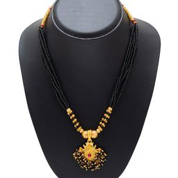 Shining Jewel - By Shivansh Gold-Toned & Black Brass Gold-Plated Necklace-40