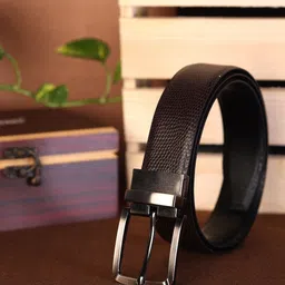ZEVORA Men Leather Textured Reversible Belt-image-37