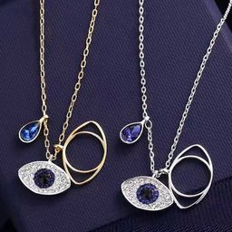 Designs & You Set Of 2 Gold Plated & Silver Plated American Diamond Pendant With Chain-image-24