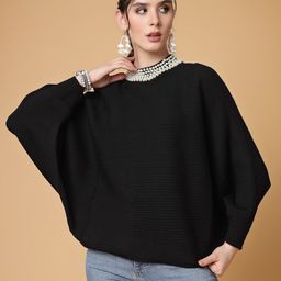 Mafadeny Embellished Round Neck Poncho-image-93