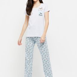 max Women Grey Melange & Blue Printed Night suit-image-14